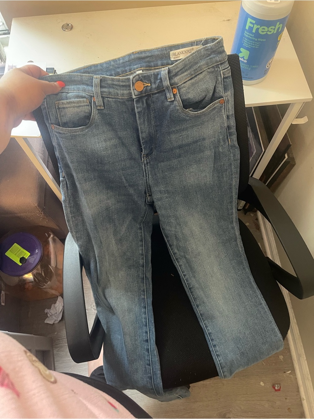 Blank NYC Women's Straight Leg Mid Blue Jeans